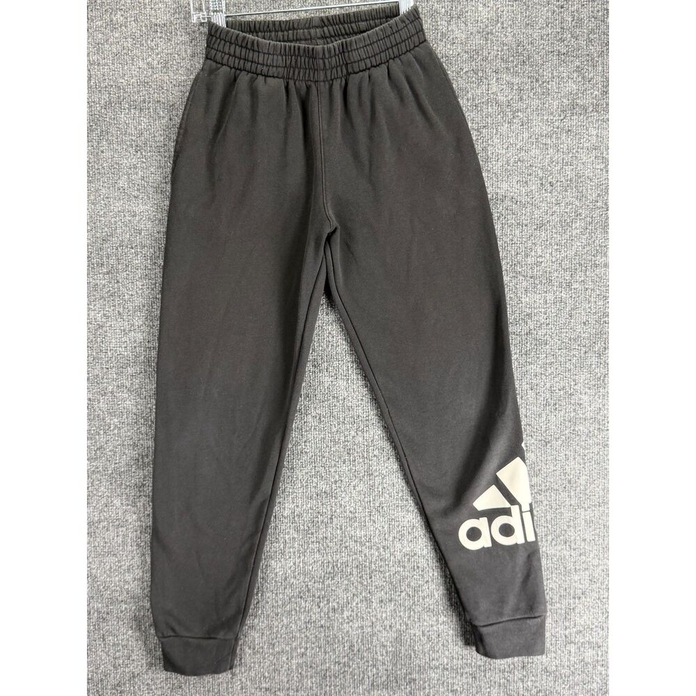 Adidas Boys M 10/12 Black Essential Big Logo Fleece Jogger Sweatpants